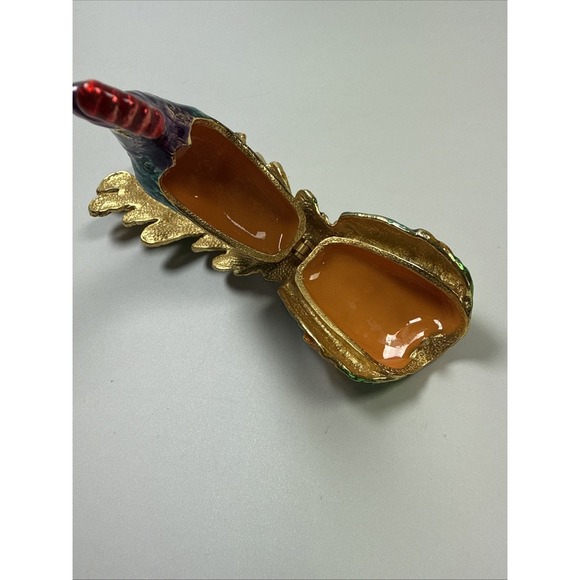 Peacock Trinket Box Jeweled Enameled Metal Hinged Figurine Tavuz Kusu - Picture 6 of 7